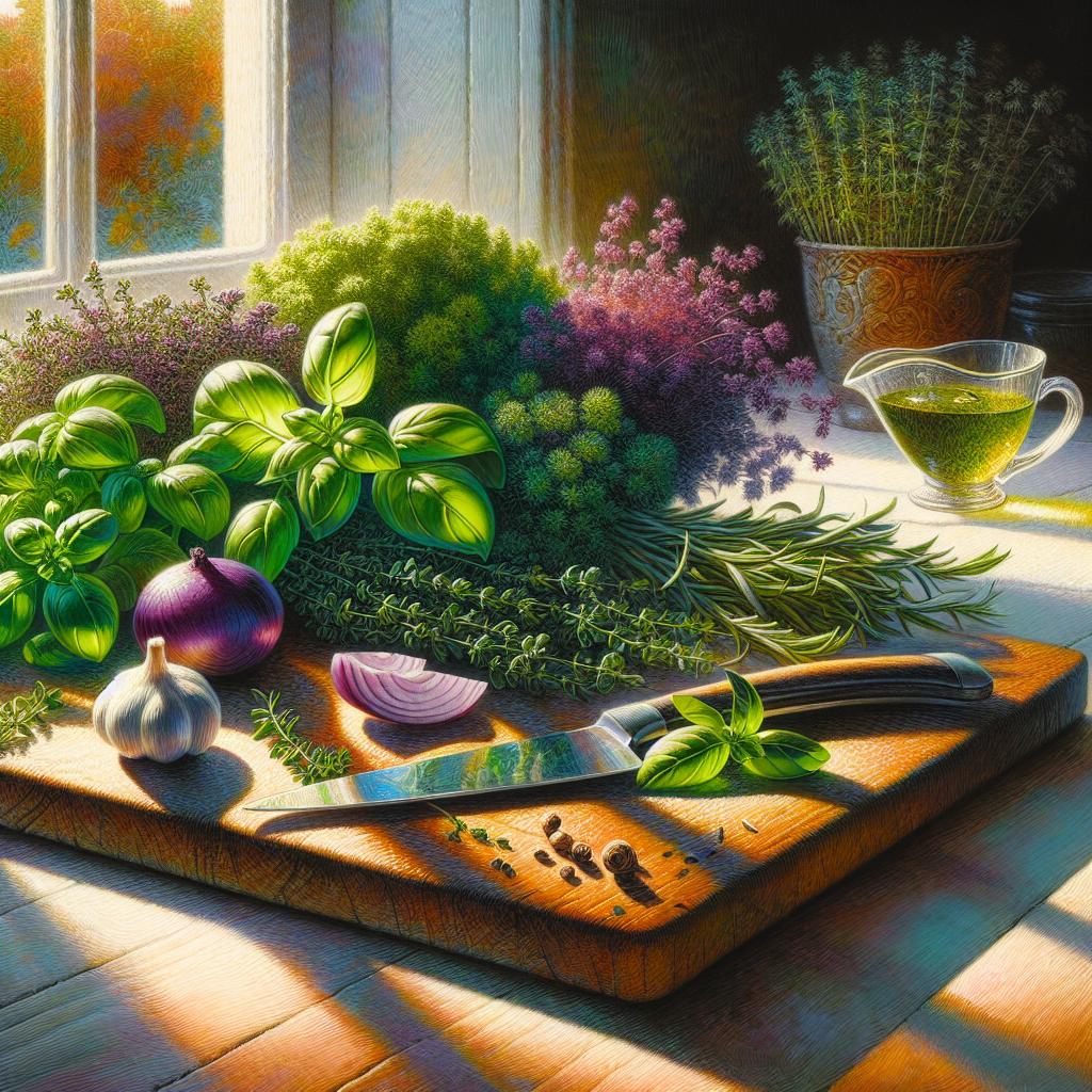 Herb Symphony on a Rustic Table