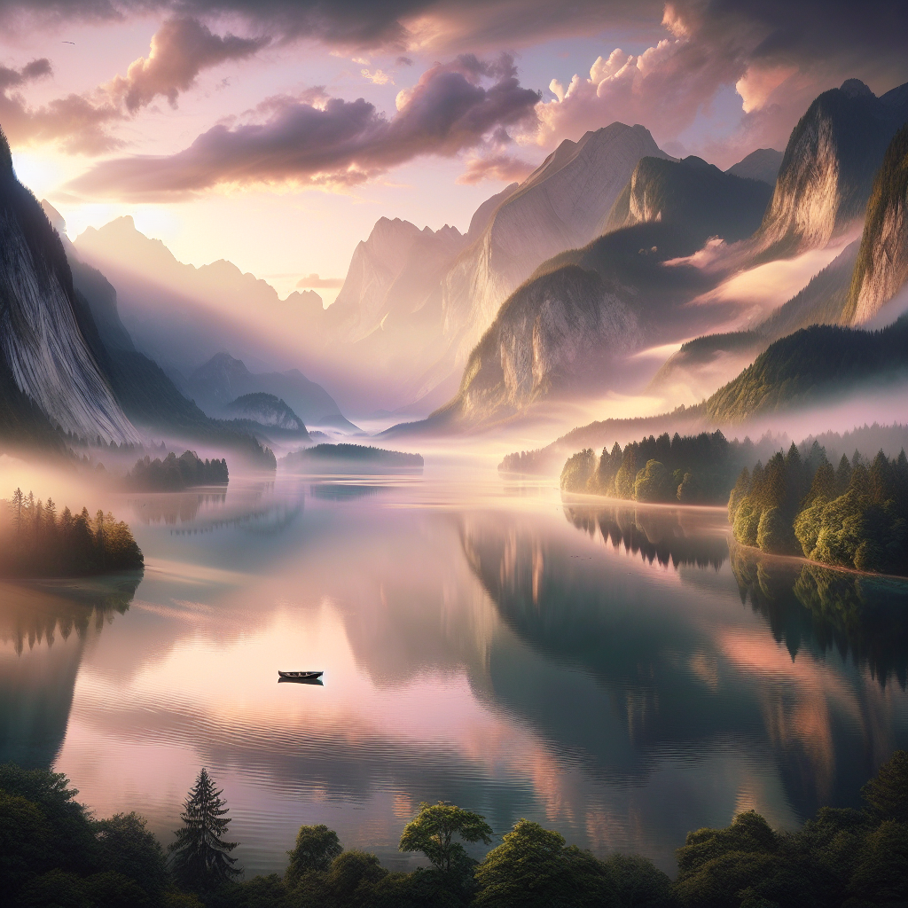 Ethereal Dawn Over Tranquil Waters