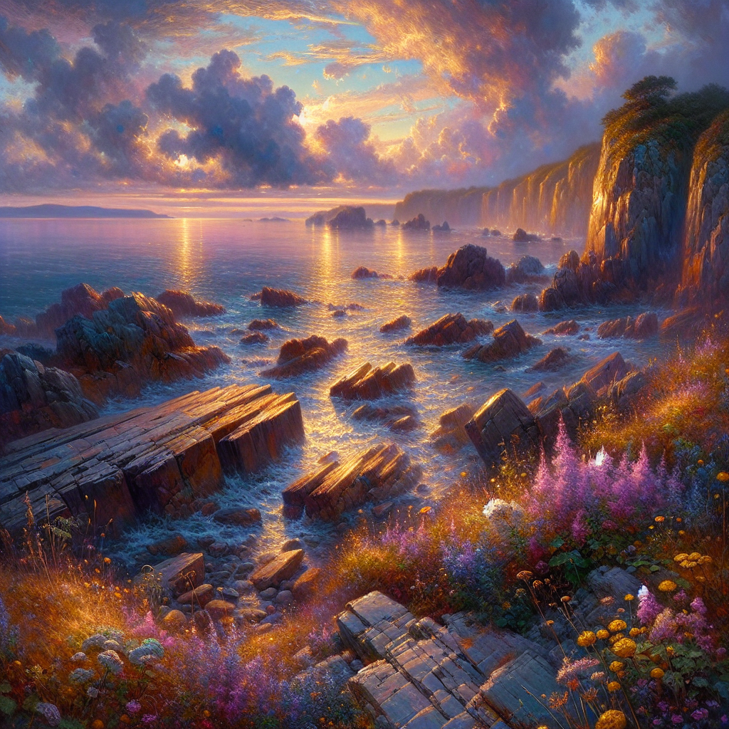 Whispers of the Rocky Coast at Dusk